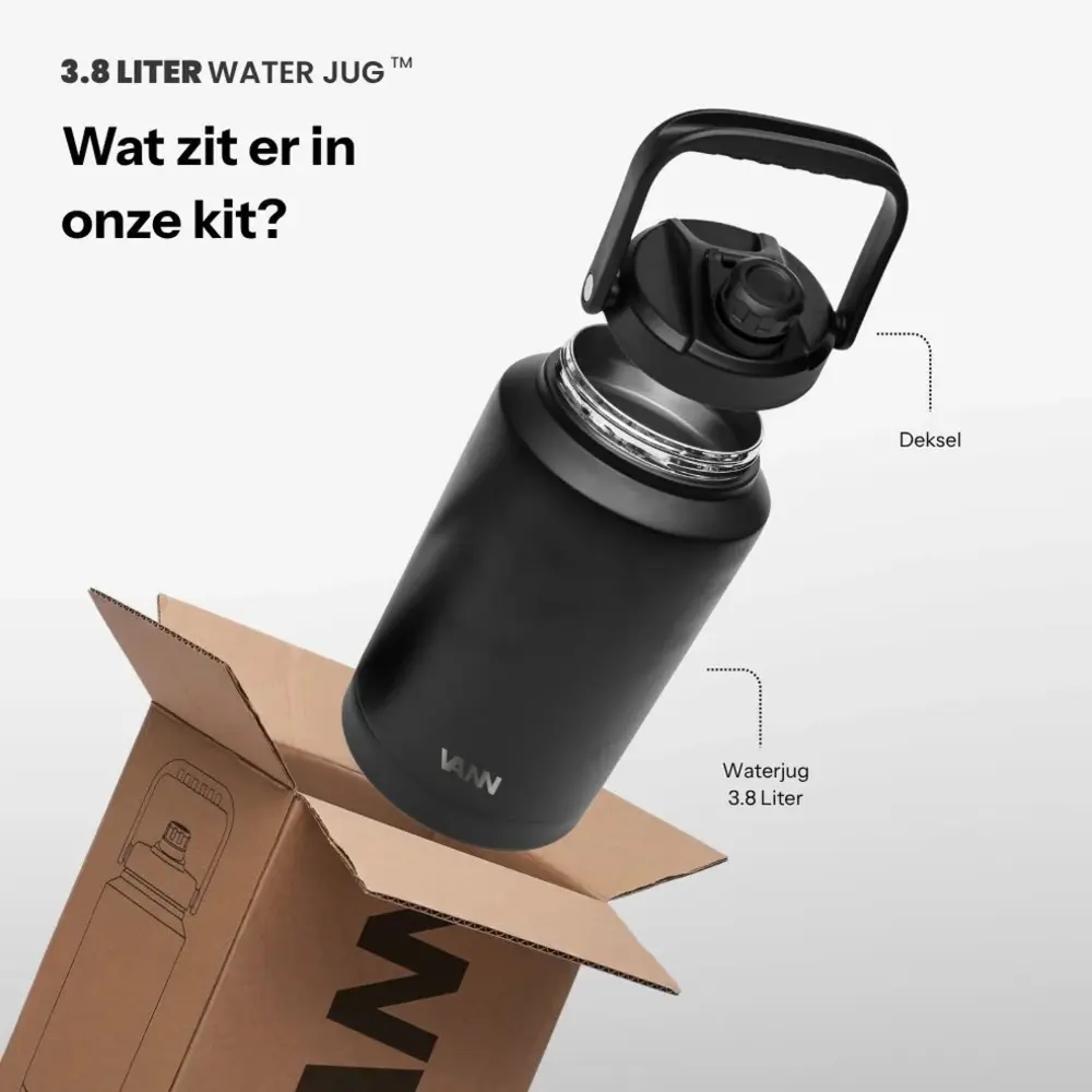 VANN 2-Walled Stainless Steel Jug Black 3.8 Liters