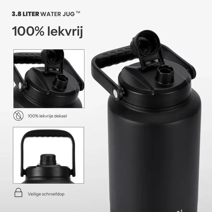 VANN 2-Wandige Jug RVS Zwart 3,8 Liter