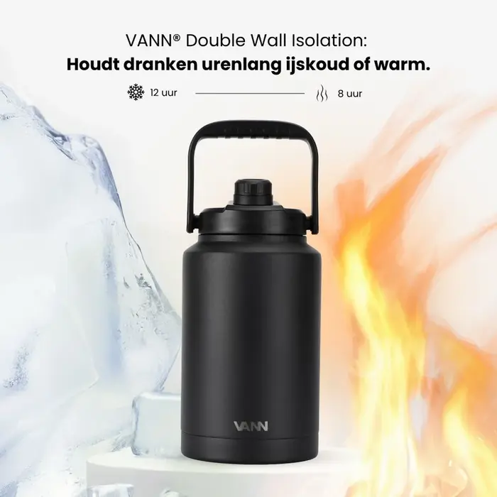 VANN 2-Walled Stainless Steel Jug Black 3.8 Liters