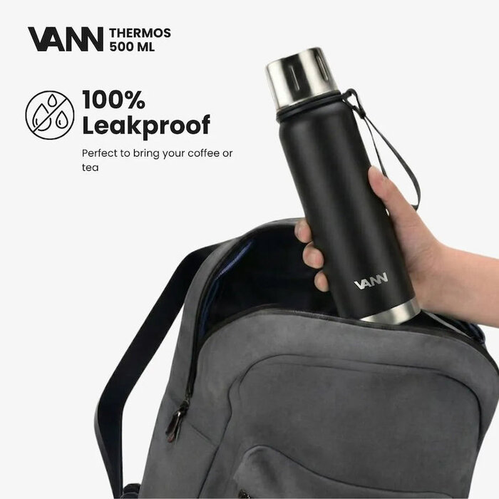 VANN Stainless Steel Thermos Bottle Black 500 ML VANN Stainless Steel Thermos Bottle Black 500 ML