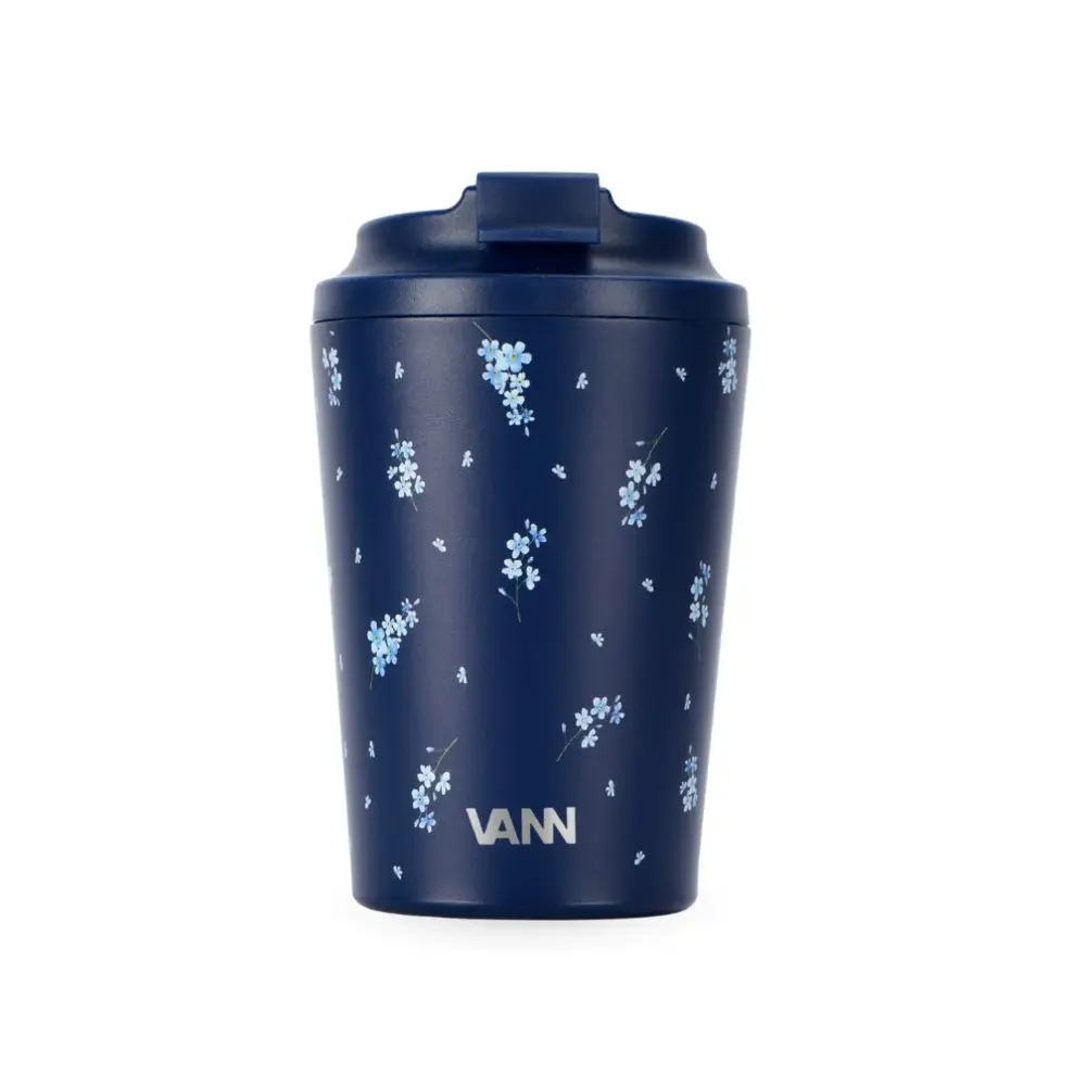 VANN Coffee cup stainless steel Blue Flower 350 ML