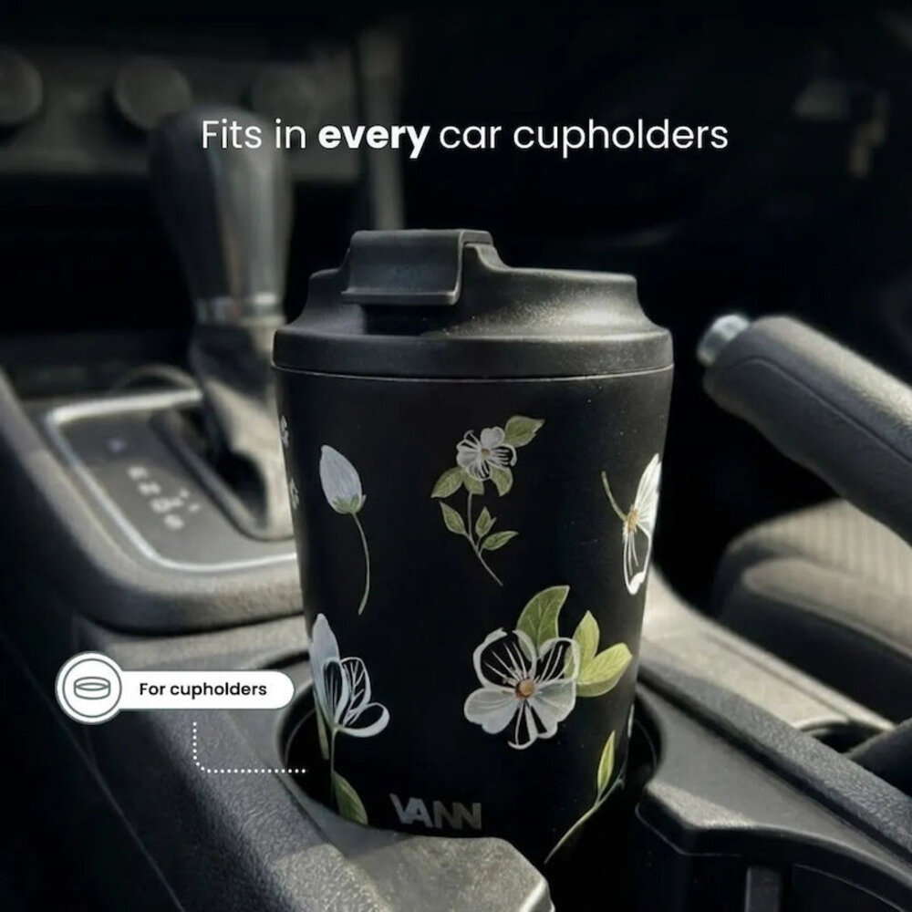 VANN Coffee Cup Stainless Steel White Flower 350 ML