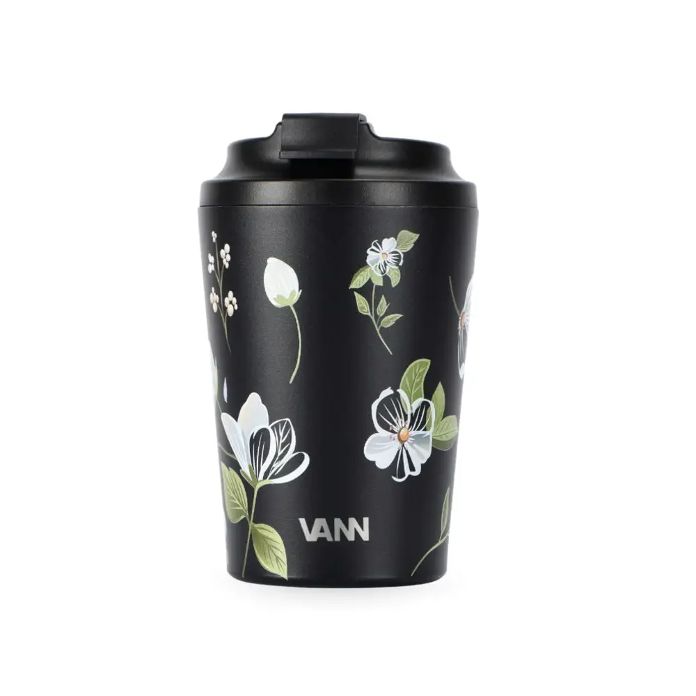 VANN Kaffeetasse Edelstahl Weiße Blumen 350 ML VANN Kaffeetasse Edelstahl Weiße Blumen 350 ML