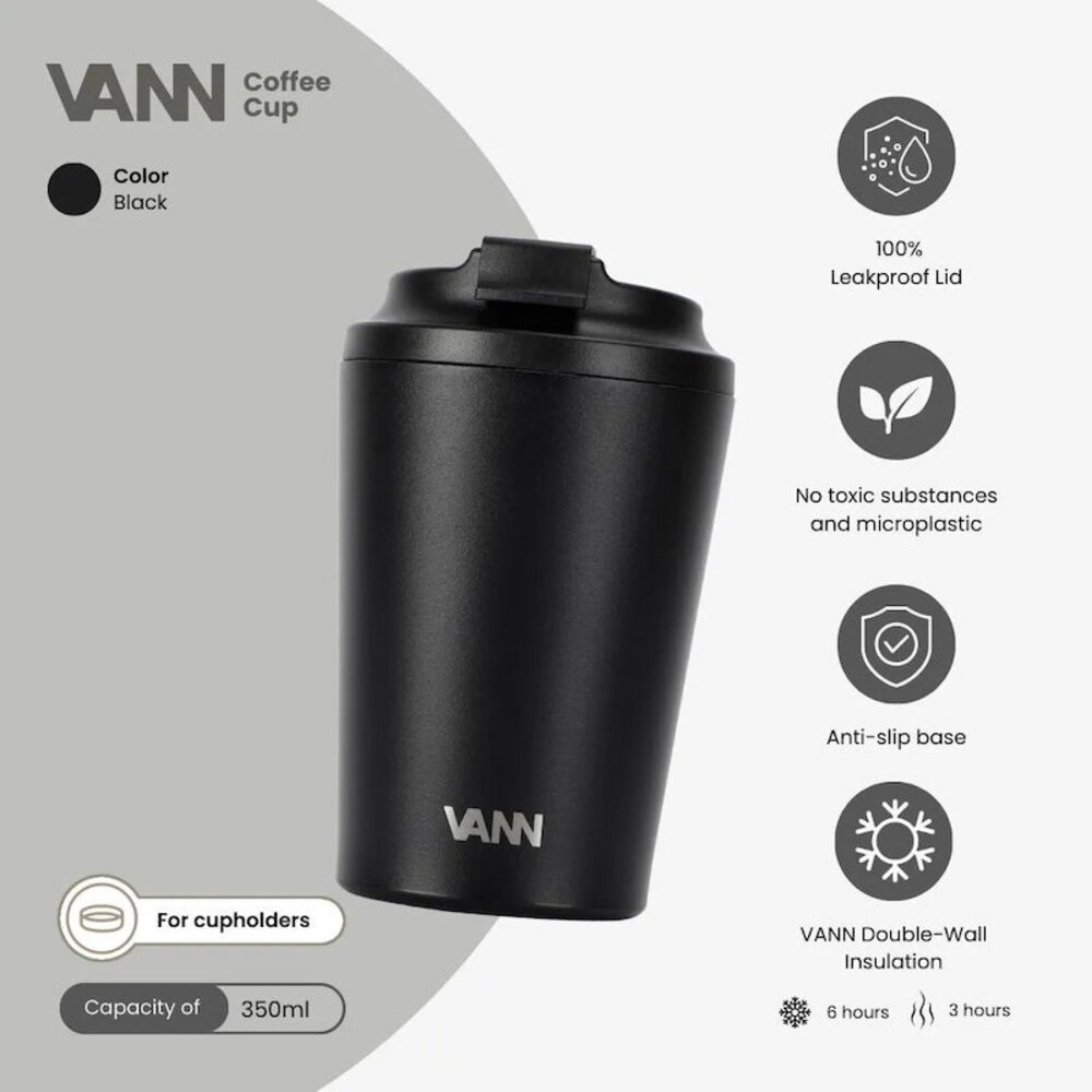VANN Coffee Cup Stainless Steel Black 350 ML VANN Coffee Cup Stainless Steel Black 350 ML