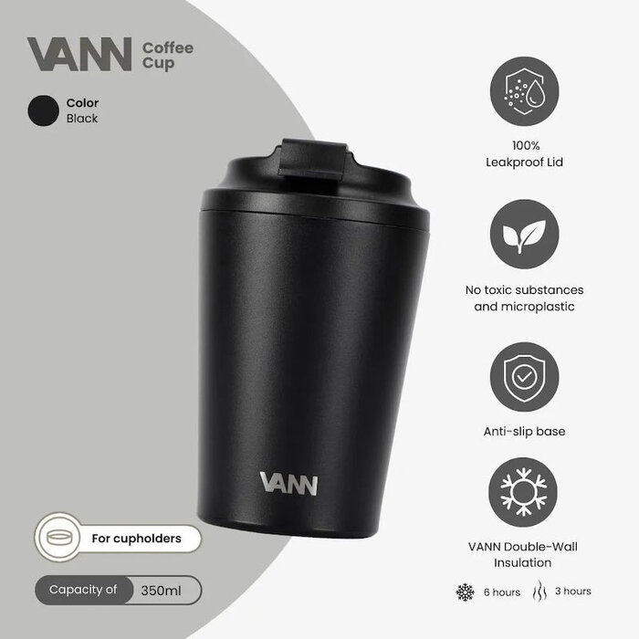 VANN Coffee Cup Stainless Steel Black 350 ML VANN Coffee Cup Stainless Steel Black 350 ML