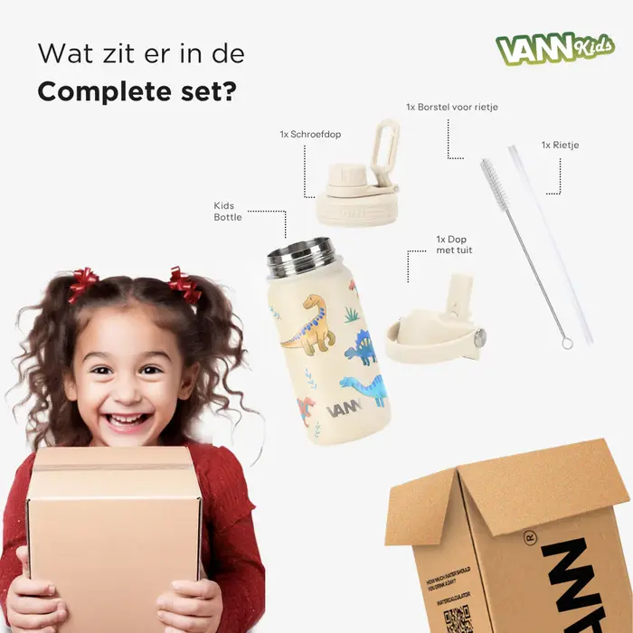 VANN 3-Walled Stainless Steel Kids Drinking Bottle Dinosaurs 400 ML VANN 3-Walled Stainless Steel Kids Drinking Bottle Dinosaurs 400 ML