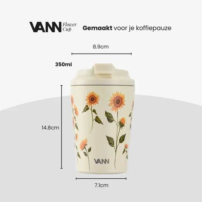 VANN Kaffeetasse Edelstahl Sonnenblumen 350 ML