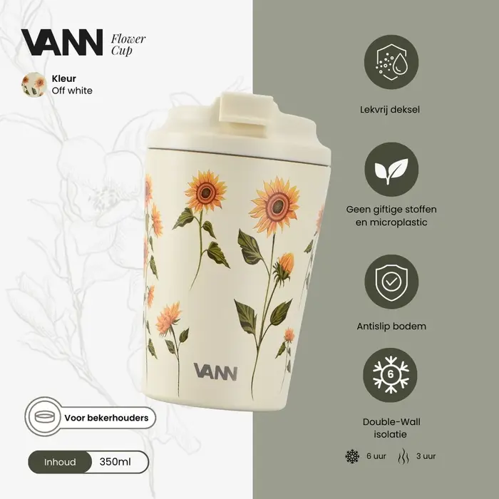 VANN Kaffeetasse Edelstahl Sonnenblumen 350 ML