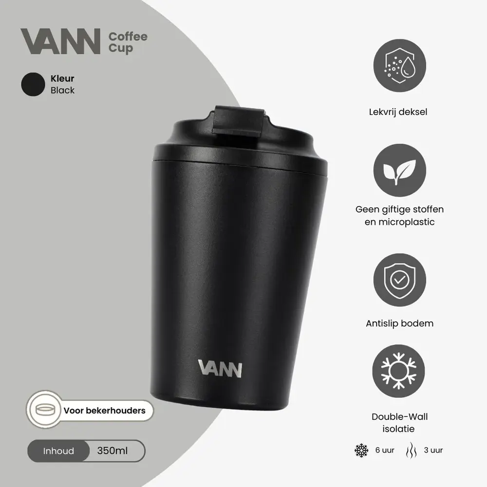 VANN Koffiebeker RVS Black 350 ML VANN Koffiebeker RVS Black 350 ML