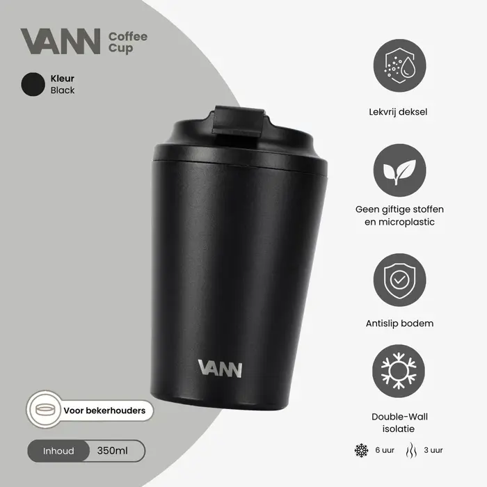 VANN Koffiebeker RVS Black 350 ML VANN Koffiebeker RVS Black 350 ML