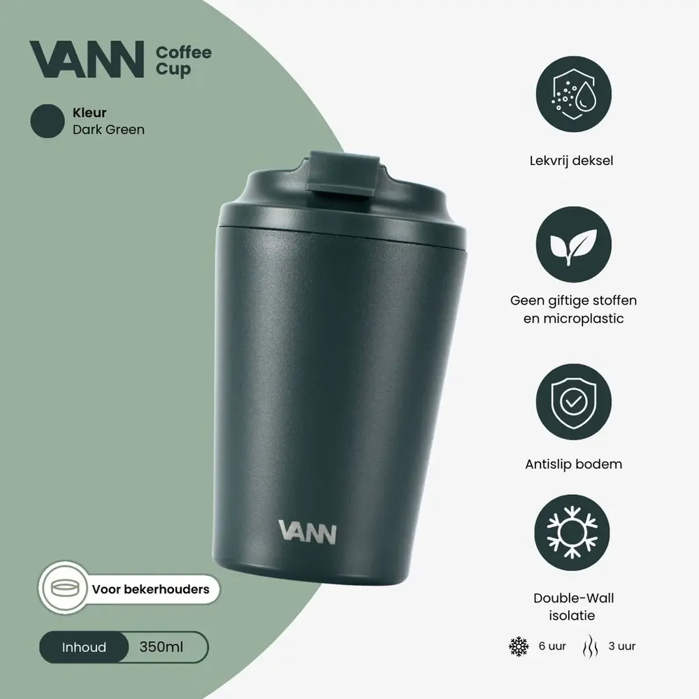 VANN Koffiebeker RVS Dark Green 350 ML VANN Koffiebeker RVS Dark Green 350 ML