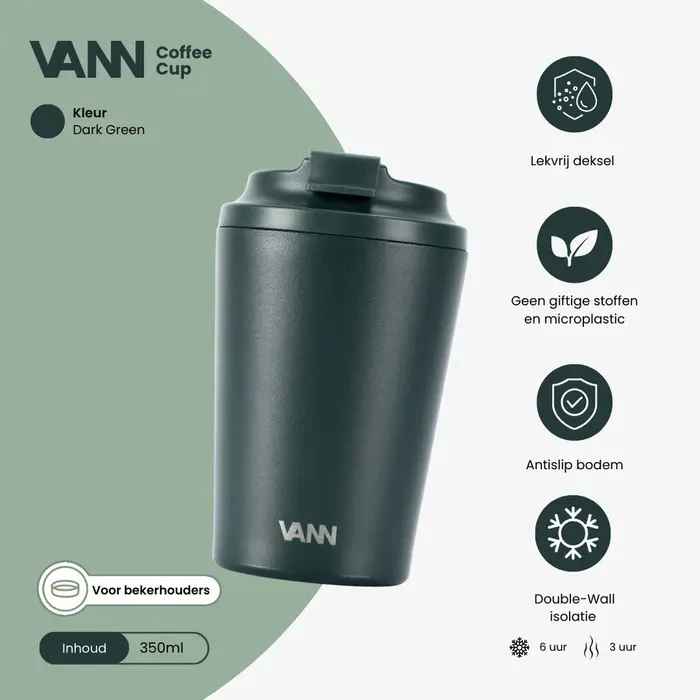 VANN Kaffeetasse Edelstahl Dunkelgrün 350 ML VANN Kaffeetasse Edelstahl Dunkelgrün 350 ML
