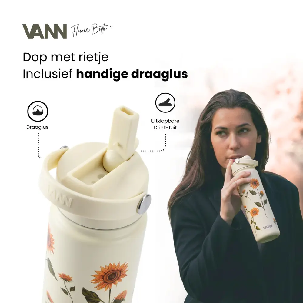 VANN 3-wandige Ultimate Edelstahl-Trinkflasche Sonnenblumen 650 ML VANN 3-wandige Ultimate Edelstahl-Trinkflasche Sonnenblumen 650 ML