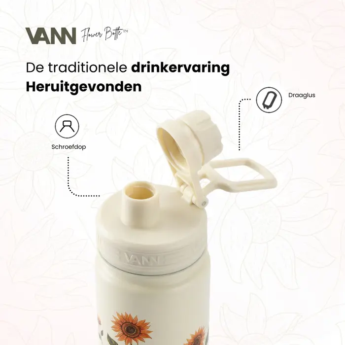 VANN 3-Wandige Ultimate RVS Drinkfles Sunflower 650 ML VANN 3-Wandige Ultimate RVS Drinkfles Sunflower 650 ML