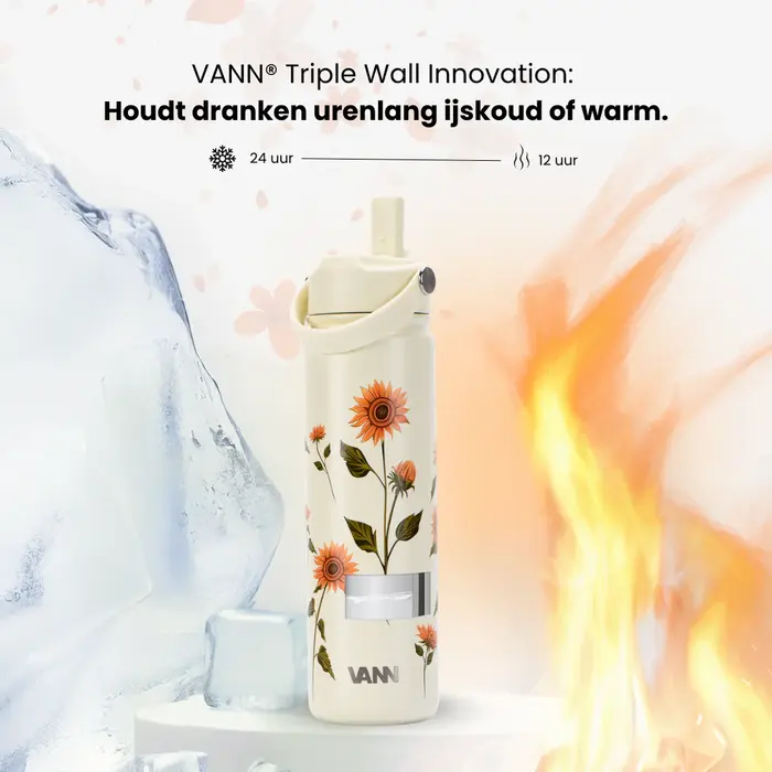 VANN 3-wandige Ultimate Edelstahl-Trinkflasche Sonnenblumen 650 ML VANN 3-wandige Ultimate Edelstahl-Trinkflasche Sonnenblumen 650 ML