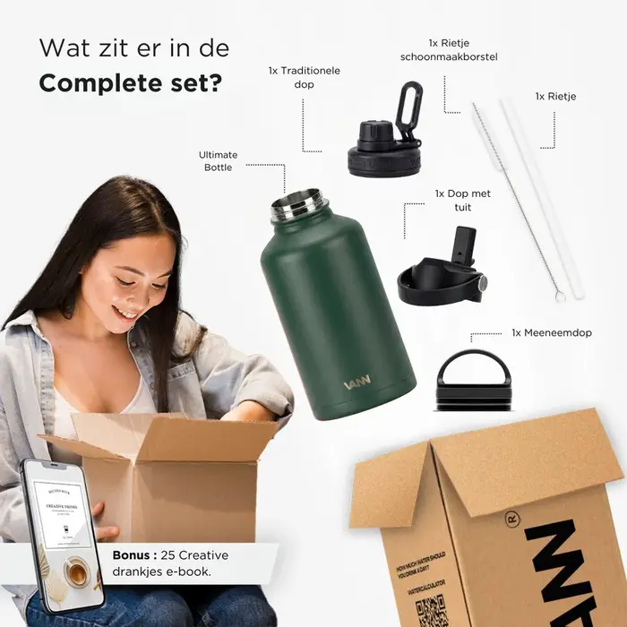 VANN 3-Walled Ultimate Stainless Steel Drinking Bottle Dark Forest 2 Liter VANN 3-Walled Ultimate Stainless Steel Drinking Bottle Dark Forest 2 Liter