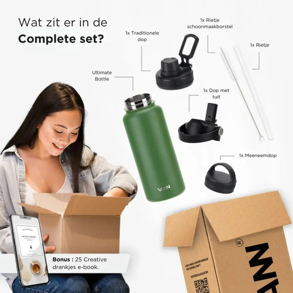 VANN 3-Walled Ultimate Stainless Steel Drinking Bottle Highland Green 1 Liter VANN 3-Walled Ultimate Stainless Steel Drinking Bottle Highland Green 1 Liter