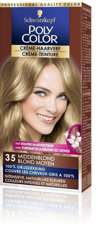 Color Crème Haarverf 35 Middenblond - 1 stuk - intensieve, natuurlijke kleuren met 100% grijsdekking - Onlinevoordeelshop