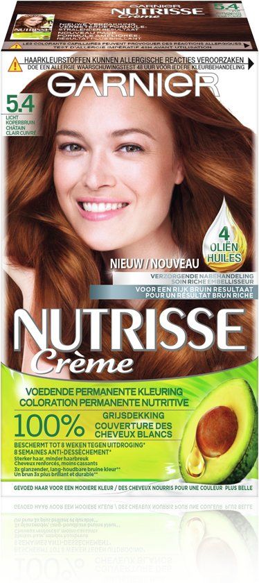 Garnier Garnier Nutrisse Cream Hair Dye 5 4 Light Copper Brown