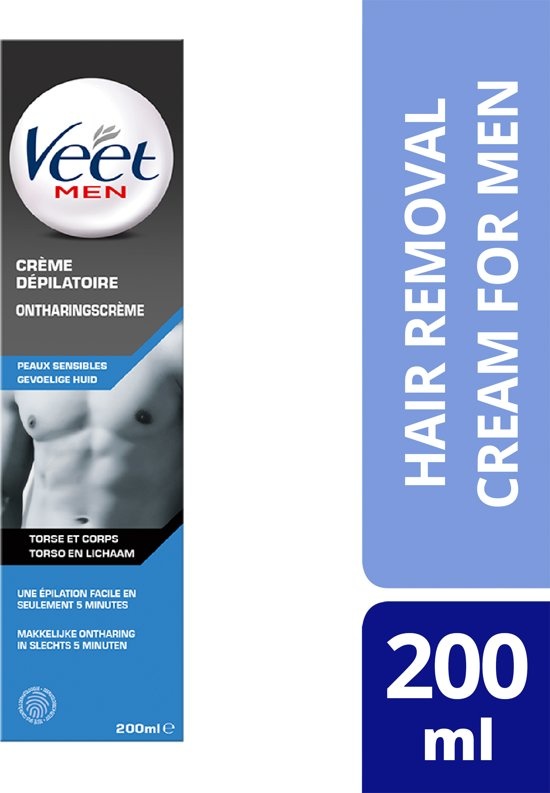 Veet For Men Depilatory Cream Chest & Body Sensitive Skin 200 ml -  Onlinevoordeelshop