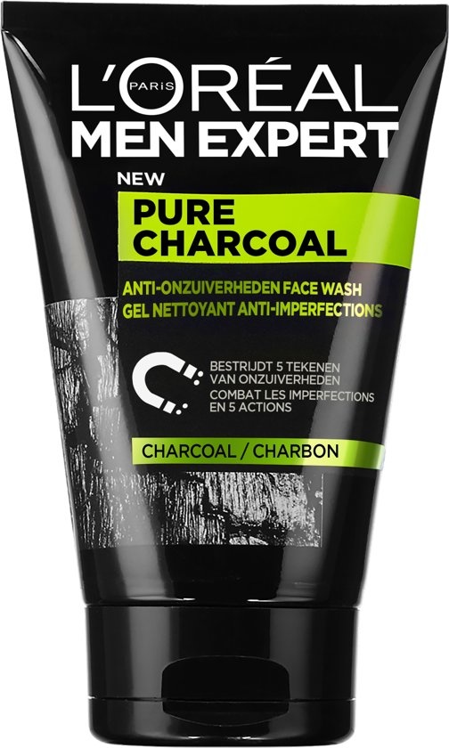 Men Expert Pure Charcoal Gezichtsreiniger - 100 ml - Vette huid en puistjes
