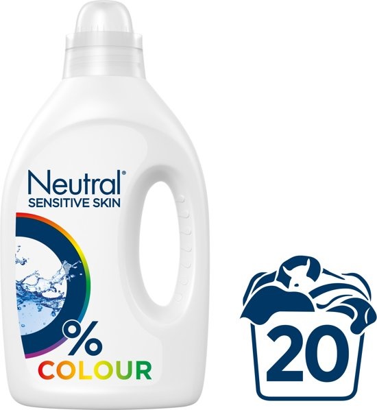 0% Parfumvrije Wasmiddel Kleur - 20 wasbeurten, 1000ml