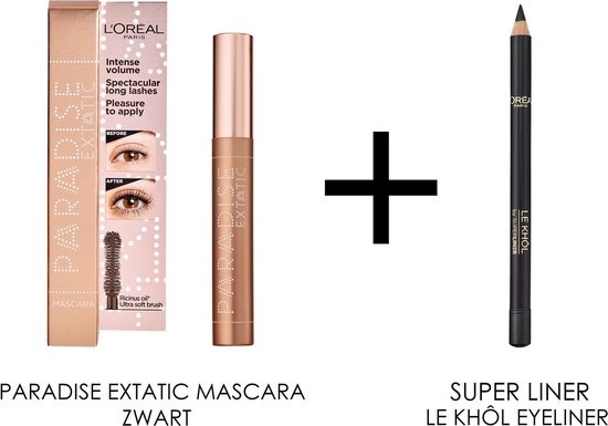 L'Oréal Paris - Paradise Extatic Mascara Voordeelverpakking - Mega Volume Mascara en Oogpotlood