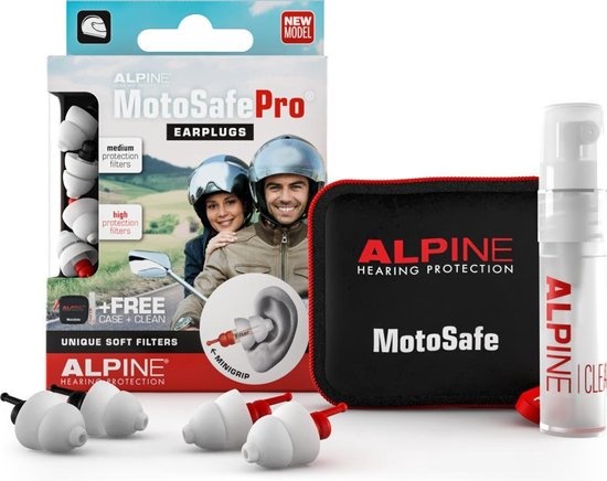 Alpine MotoSafe Pro - Motorcycle earplugs - Race and Tour hearing protection - White - 2 sets