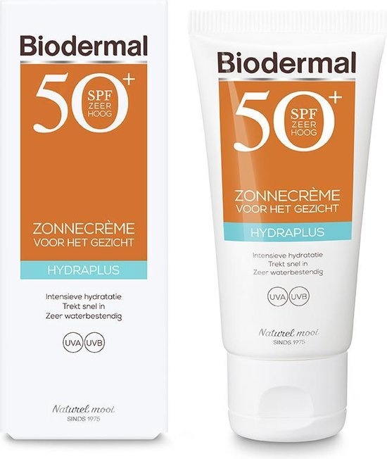 Biodermal Zonnecrème voor het gezicht - Hydraplus  SPF50 - 50ml