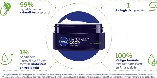 NIVEA Naturally Good Night Cream - 50 ml - avec de l'huile d'argan bio