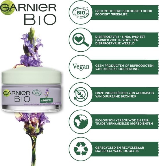 Garnier Skinactive Face Anti-Age Lavender Night Cream - All Skin Types - 50  ml - Onlinevoordeelshop