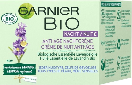 Garnier Skinactive Face Crème de nuit anti-âge à la lavande - Tous types de peau - 50 ml