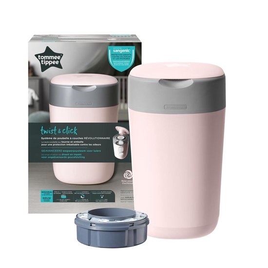 Tommee Tippee Twist & Click Diaper Pail - Sangenic Tec - Pink