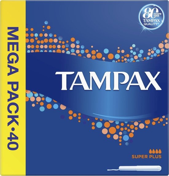 Tampons Tampax Super Plus - 40 pièces - Avec manchon d'insertion - Emballage endommagé