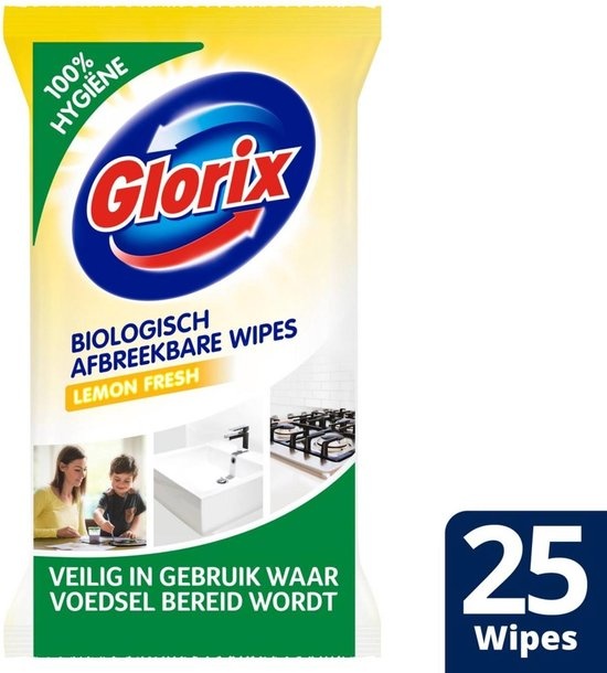 Glorix Biodegradable Wipes Lemon - 25 wipes