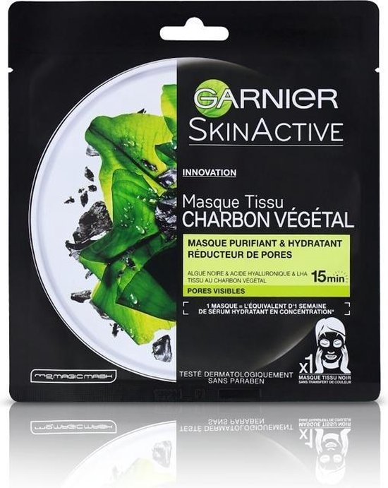 Garnier SkinActive - Pure Charcoal Black Tissue Masker - Zuiverend en Verfijnend