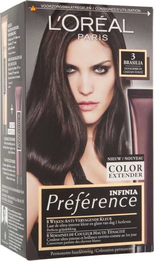 Teinture pour les cheveux L'Oréal Paris Préférence - 3 Brun foncé - Prolongateur de couleur - Emballage endommagé