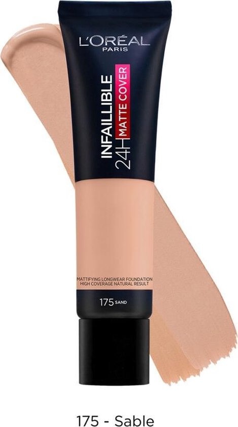 L'Oréal Paris Make-Up Designer Infaillible 24H Matte Cover Foundation - 175 Sable - Fond de teint matifiant longue tenue avec SPF 18-35 ml