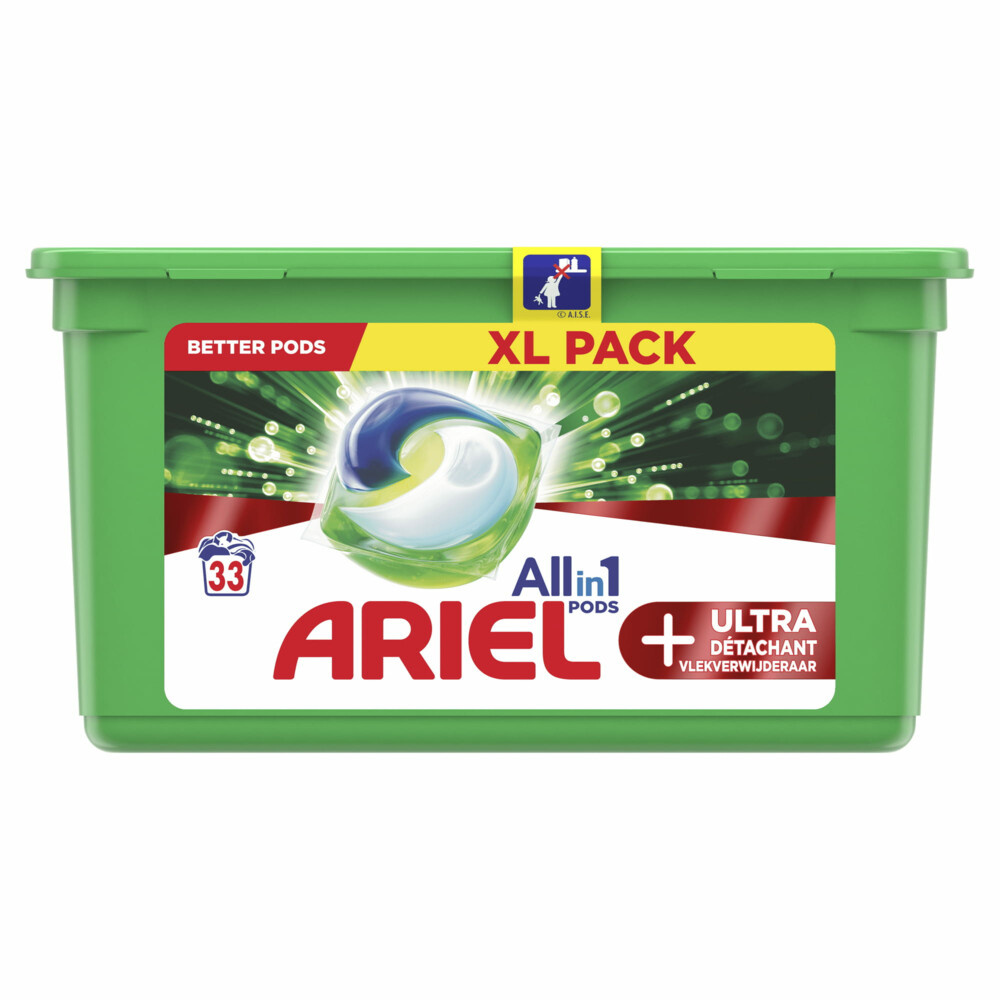 Ariel Detergent Allin1 Pods + Ultra Stain Remover - 33 pièces