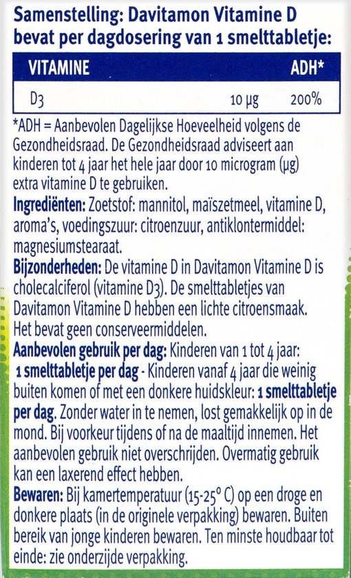 Davitamon Vitamine D Kinderen - Groei en Ontwikkeling - Smelttablet 50 stuks