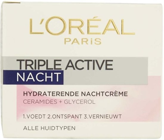 L'Oréal Paris Triple Active Nachtcreme - 50 ml - Feuchtigkeitsspendend - Verpackung beschädigt