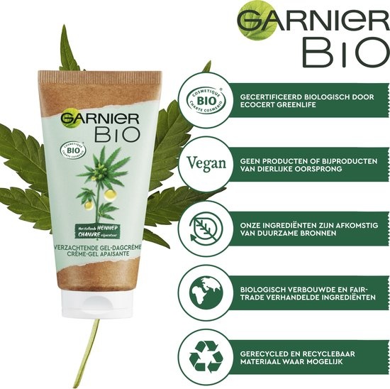 Garnier Bio Soothing Hemp Gel Day Cream - 50 ml - Tired & Sensitive Skin