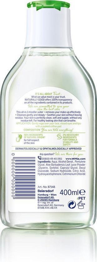 NIVEA Naturally Good Micellar Water with Organic Aloe Vera - 400ml