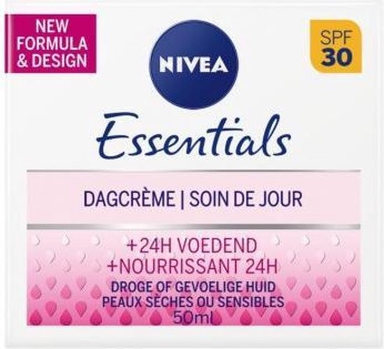 NIVEA Essentials Crème de Jour Nourrissante Peaux Sèches SPF30 - 50ml - Emballage endommagé