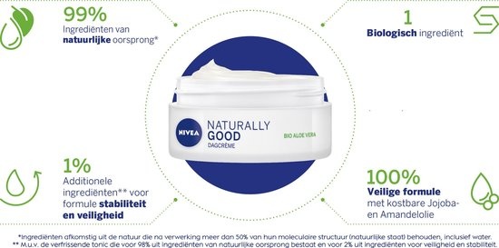 Nivea Naturally Good Day Cream - 50 ml - à l'Aloe Vera Bio - Emballage endommagé