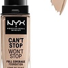 NYX Professional Make-up kann nicht aufhören wird nicht aufhören Foundation mit vollständiger Abdeckung - CSWSF02 Alabaster - Foundation - 30 ml