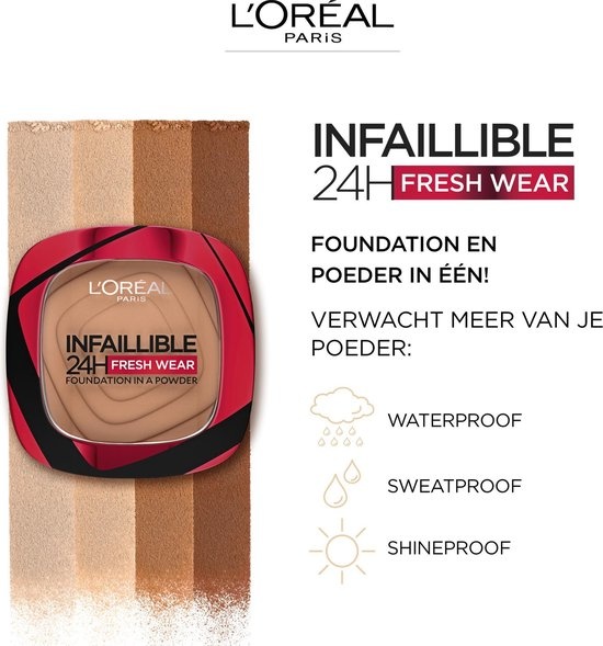 L'Oréal Paris - Infaillible 24H Fresh Wear Foundation in a Powder - 260 Golden Sun - Foundation and powder in 1