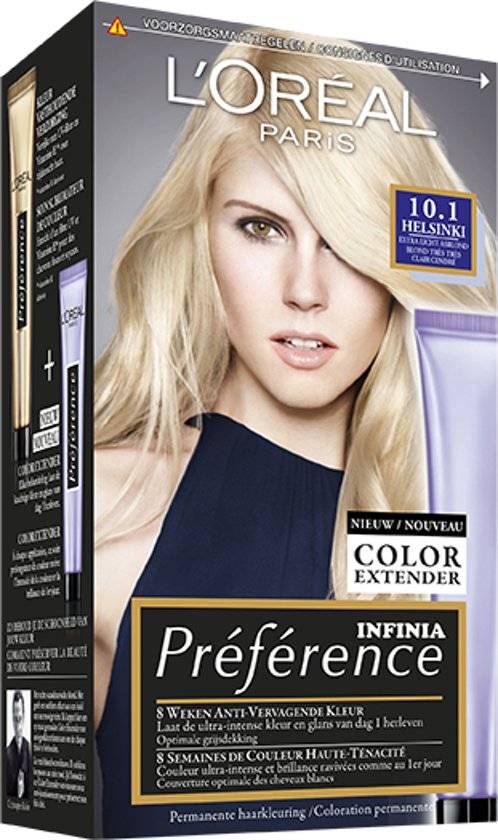 Teinture capillaire L'Oréal Paris Préférence - 10,1 Blond cendré extra clair - Prolongateur de couleur - Emballage endommagé
