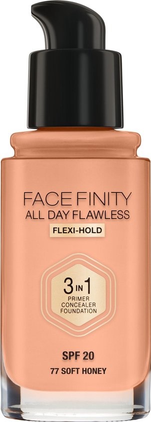Fond de teint liquide 3-en-1 Max Factor Facefinity All Day Flawless - 077 Soft Honey