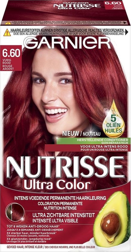 Garnier Nutrisse Ultra Color Hair Dye - 6.60 Fiery Red - Packaging damaged